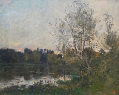 A Lake in the Woods at Dusk by Charles Francois Daubigny