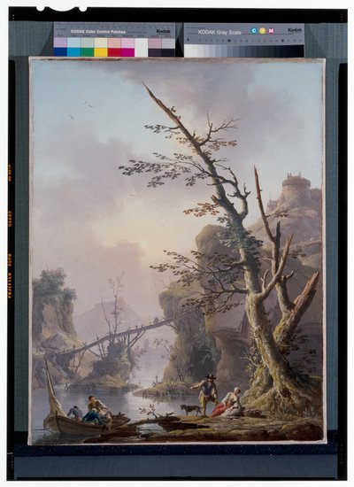 River Landscape with Fishermen Who Catch Up with Their Nets by Charles François Grenier de Lacroix
