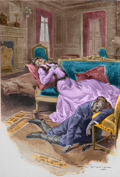 Archduke Rudolf, Crown Prince of Austria (1858-1889), kills himself and his mistress, Baroness Mary Vetsera, in his hunting lodge at Mayerling by Charles Garabed Atamian