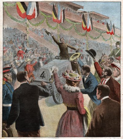 Arrival of Paris Berlin Race in Berlin: Winner Henry Fournier by Charles Gaston Yrondy
