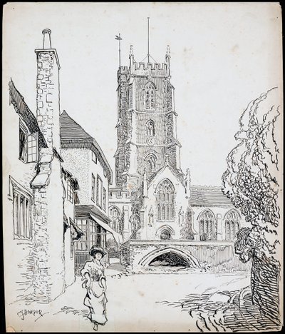 A View from the South of the Priory Church of St George, Dunster, Somerset by Charles George Harper