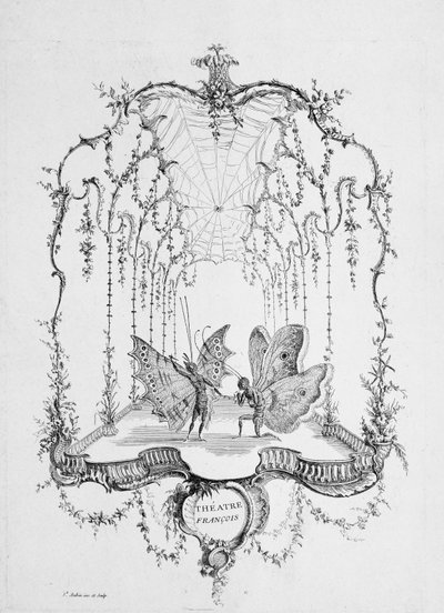 French Theatre, from Essai de Papilloneries Humaines par Saint Aubin by Charles Germain de Saint Aubin