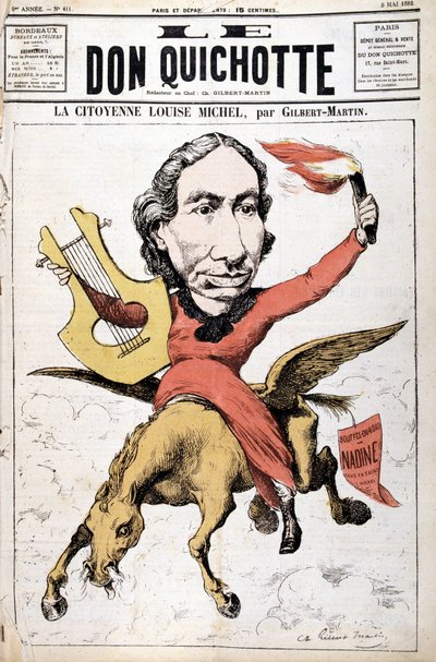 Cartoon of La Citoyenne Louise Michel - in “Le Don Quixote” from 05/05/1882 by Charles Gilbert Martin