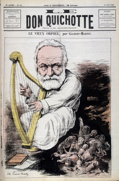 The Old Orpheus: cartoon about Victor Hugo and Russia - by Gilbert-Martin, in 