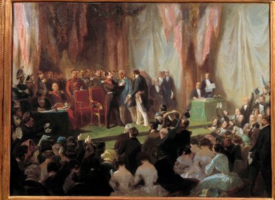 Prince-President Napoleon III decorating the Legion of Honour Jean-Baptiste Pruvost, carter, 9 June 1850 at Saint-Quentin by Charles Giraud