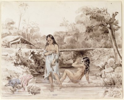 Tahitians Bathing, 1844 by Charles Giraud