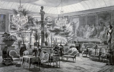 Winter Garden of Princess Mathilde, gouache and ink drawing by Charles Giraud by Charles Giraud