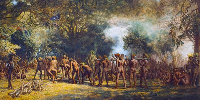 Cannibal Feast on the Island of Tanna, Vanuatu c.1887 by Charles Gordon Frazer