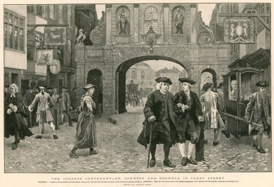The Johnson Centenary: Dr Johnson and Boswell in Fleet Street (engraving) by Charles Green