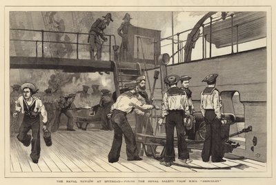 The Naval Review at Spithead, firing the Royal Salute from HMS Hercules by Charles Green