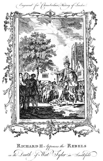 King Richard II appeases the rebels on the death of Wat Tyler, Smithfield by Charles Grignion