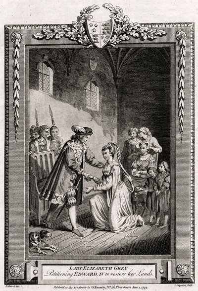 Lady Elizabeth Grey, petitioning Edward IV to restore her lands, 1777 by Charles Grignion