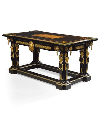 Napoleon III table, designed by Jean Brandely, marquetry by E. Varlot, Paris, c.1850-75 by Charles Guillaume Diehl