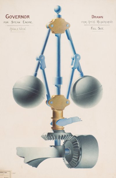Governor for Steam Engine - Angle View by Charles Gustav Louis Phillips