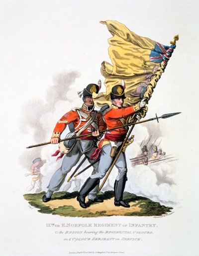 Uniform and Colours of the 9th or East Norfolk Regiment of Infantry, from 