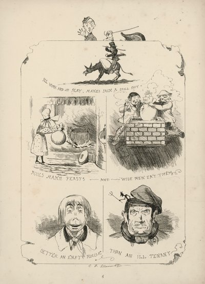 Page from Proverbs with Pictures by Charles H Bennett by Charles Henry (after) Bennett