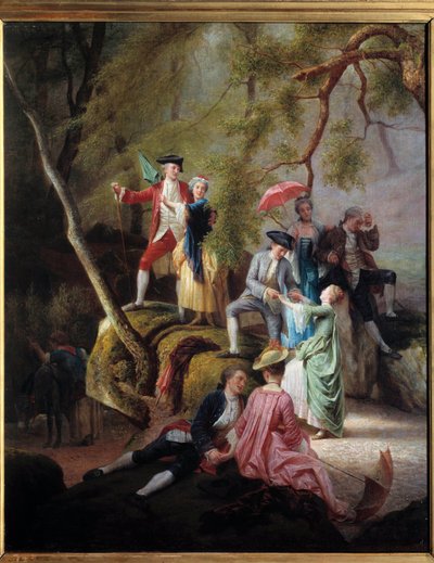 Country Entertainment Gallant Scene During a Walk of Nobles by Charles Housez