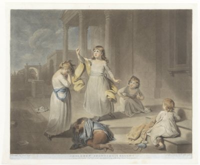 Children Playing a Tragedy Children Spouting Tragedy (title on object) by Charles Howard Hodges