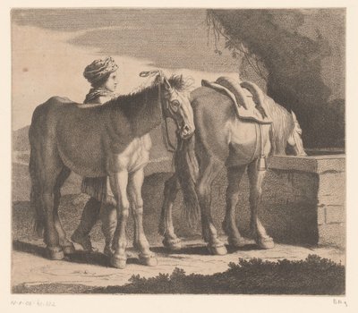 Drinking Horses by Charles II Errard (attributed to)