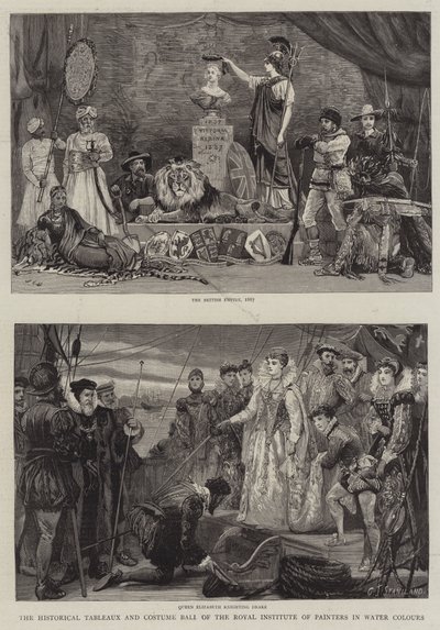 The Historical Tableaux and Costume Ball of the Royal Institute of Painters in Water Colours by Charles J. Staniland