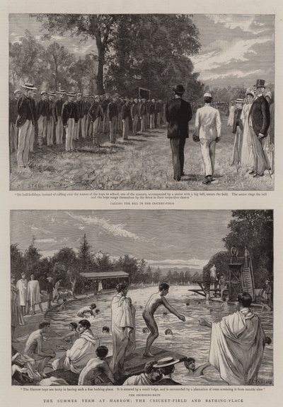 The Summer Term at Harrow, the Cricket-Field and Bathing-Place by Charles J. Staniland