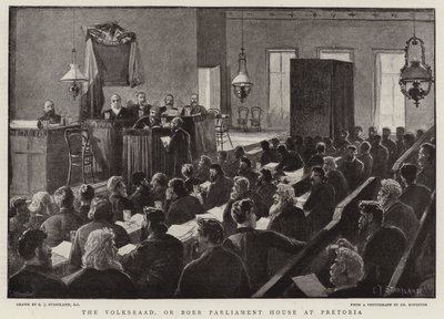 The Volksraad, or Boer Parliament House at Pretoria by Charles J. Staniland