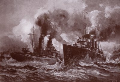 A fight with a destroyer by Charles John de (after) Lacy