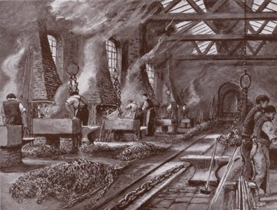 Making Chains for the Ship (litho) by Charles John de (after) Lacy