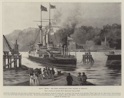 HMS Howe, the First Battle-Ship ever docked in Ireland by Charles John de Lacy