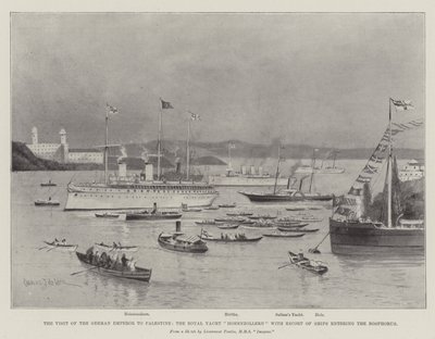 The Visit of the German Emperor to Palestine, the Royal Yacht Hohenzollern with Escort of Ships entering the Bosphorus by Charles John de Lacy