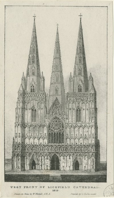 Lichfield Cathedral - West Front by Charles Joseph Hullmandel