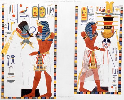 Two murals from the tombs of the Kings of Thebes, discovered by G Belzoni by Charles Joseph Hullmandel