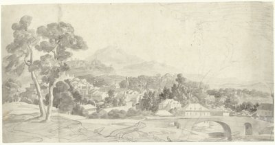 Landscape with a City by a Bridge by Charles Joseph Natoire (attributed to)