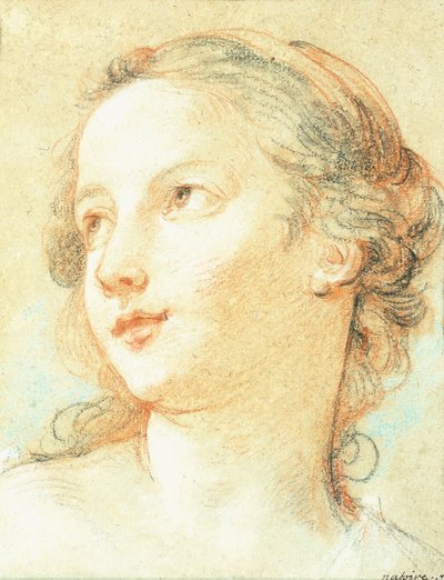 The Head of a Girl looking to the left by Charles Joseph Natoire