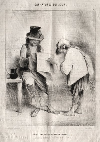 Caricatures du jour: La Lecture des mystères de Paris by Charles Joseph Traviès de Villers