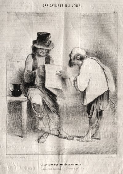 Caricatures of the Day: The Reading of the Mysteries of Paris by Charles Joseph Traviès de Villers