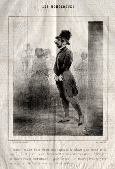 Les Monologues: Eugenie Had Given Me a Rendezvous by the Column for Half Past Midnight by Charles Joseph Traviès de Villers