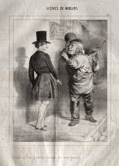 Scenes of Customs: Would you allow me to light my pipe? by Charles Joseph Traviès de Villers