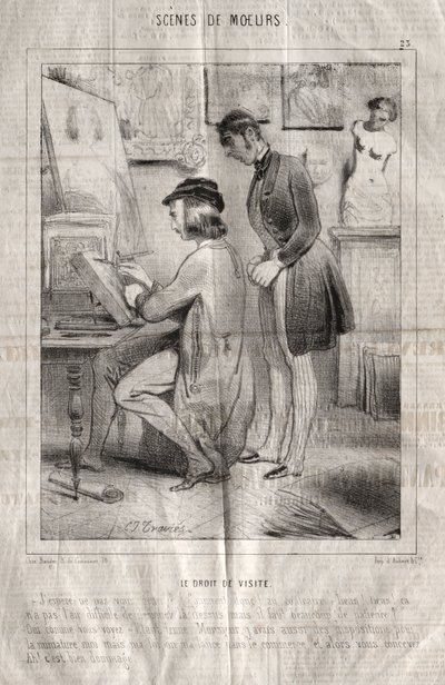Scenes of Manners: The Right of Visit. I hope I do not disturb you?... by Charles Joseph Traviès de Villers