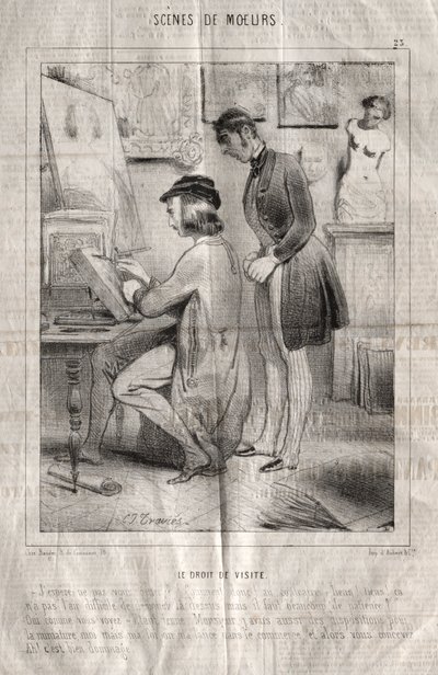 Scenes of Customs: The Right of Visit. I hope not to disturb you... by Charles Joseph Traviès de Villers