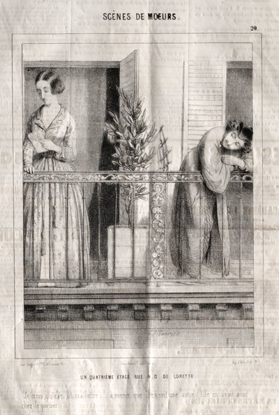 Scenes of Manners: A Fourth Floor on N. D. de Lorette Street. I think she is reading my letter... unless it is another one. She had nine at the doorman