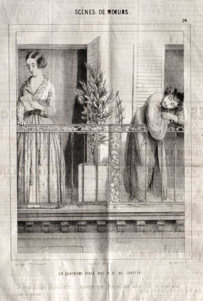 Scenes of Manners: A Fourth Floor on N. D. de Lorette Street. I Think She Reads My Letter by Charles Joseph Traviès de Villers