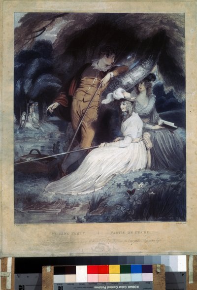 Fishing Party. Young Bourgeois in Sunday Clothes Holding Fishing Rods by Charles Knight
