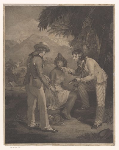 Two British Sailors Offering a Watch and Mirror for the Fruit of an Indian Woman by Charles Knight