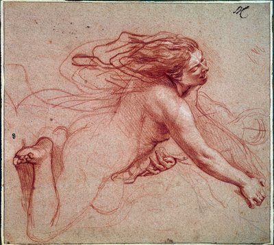 Naked woman on her knees. Drawing by Charles Lebrun by Charles Le Brun
