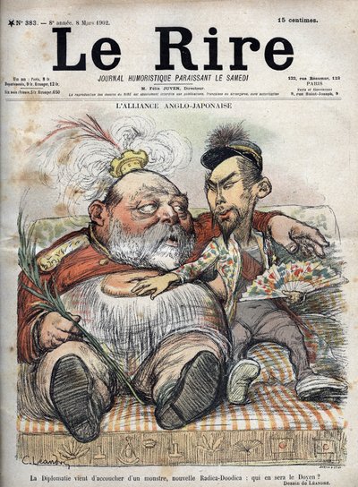 Anglo-Japanese Alliance (1902) Diplomacy has just given birth to a monster, new Radica-Doodica: who will be the Dean? - King Edward VII - Caricature 1902 by Charles Leandre for The Laughter by Charles Leandre