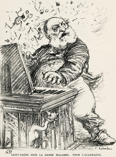 Caricature of Charles Camille Saint-Saens, French composer, pianist and organist by Charles Leandre