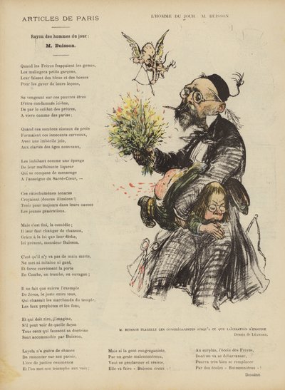 Caricature of French politician Ferdinand Buisson (Illustration for Le Rire) by Charles Leandre