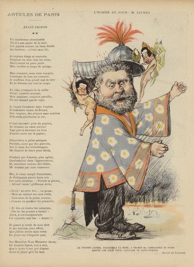 Caricature of French socialist politician Jean Jaures (Illustration for Le Rire) by Charles Leandre