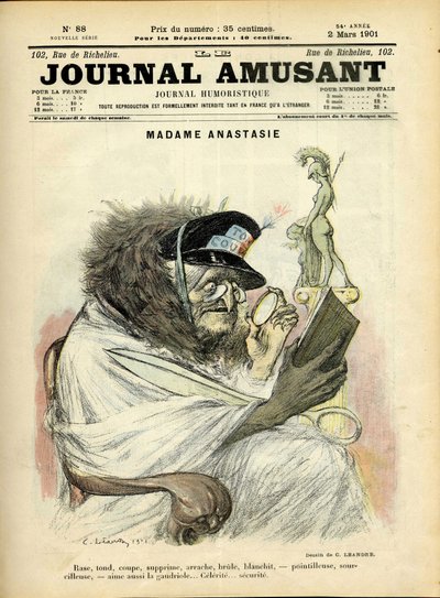 Illustration of Charles Leandre for the Cover of Le Journal Fun by Charles Leandre